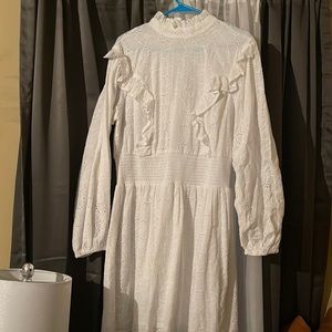 White Plus Ruff Skater Dress